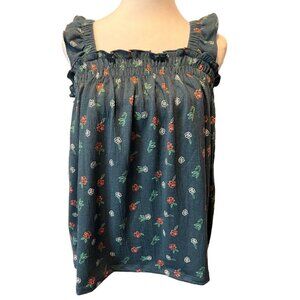 Loft, ladies XL, green with floral print, baby doll top